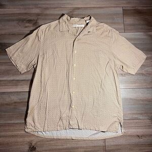 Perry‎ Ellis Tan Pattern Casual Buttonup Shirt Men Large Bin A-34